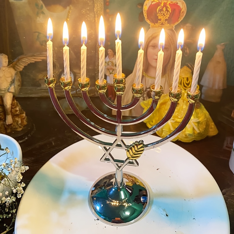 Candle Holder Decor - Hanuka Menorahı 9 Kollu Mumluk Davut