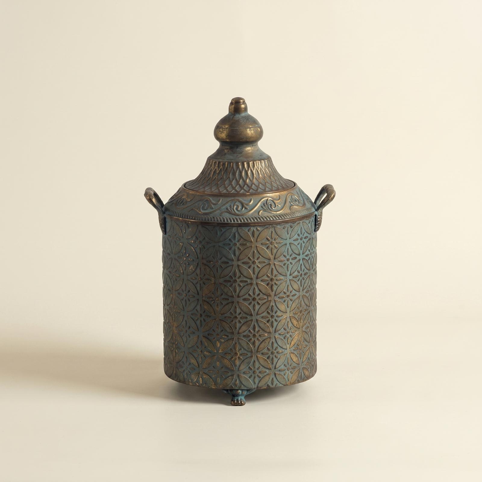 Vase Decor - Patina Kaplamalı Metal Dekoratif Vazo Kabı,