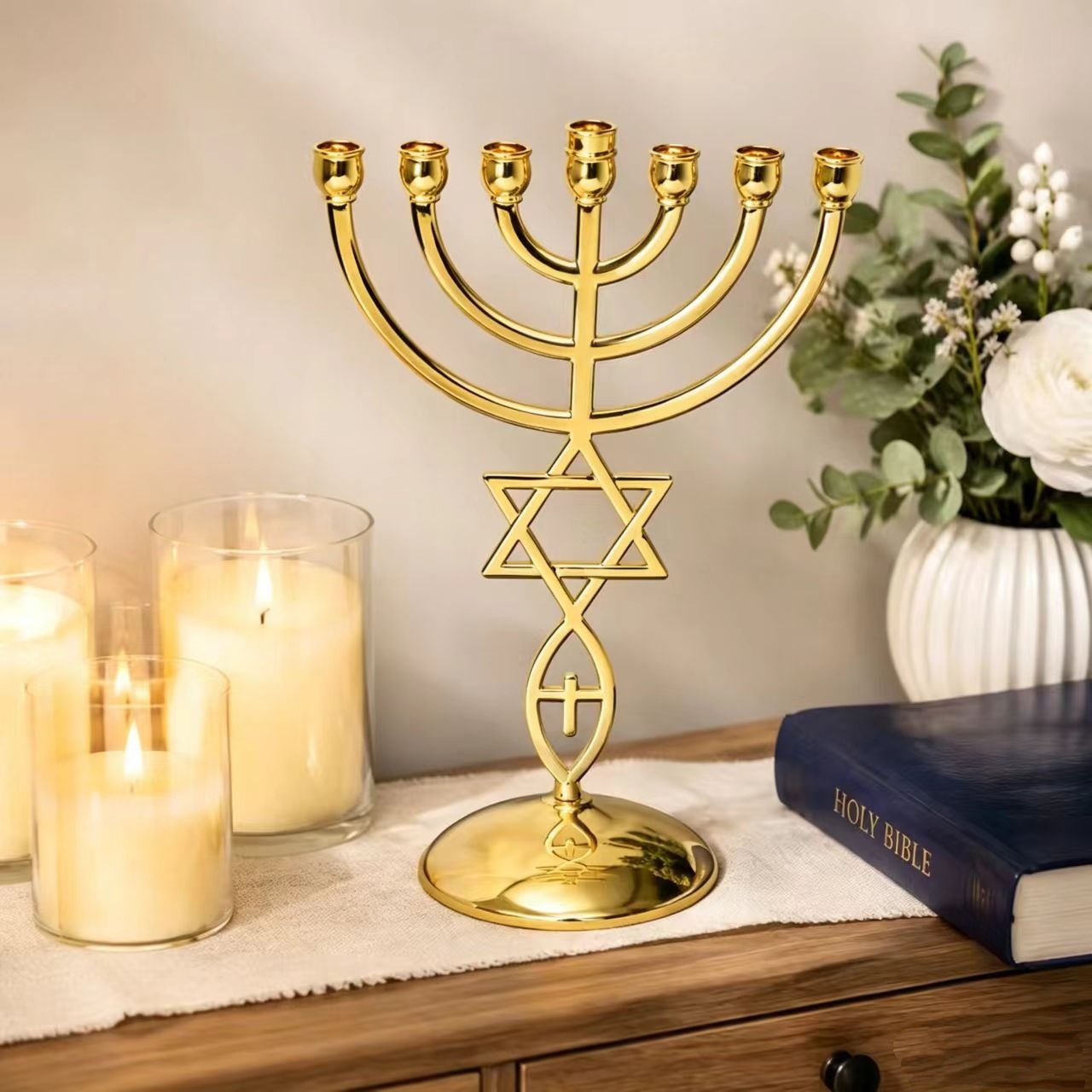 Hanuka Yedi Başlı Mumluk Seti  - Candle Holder Decor incelemesi ve fiyatı