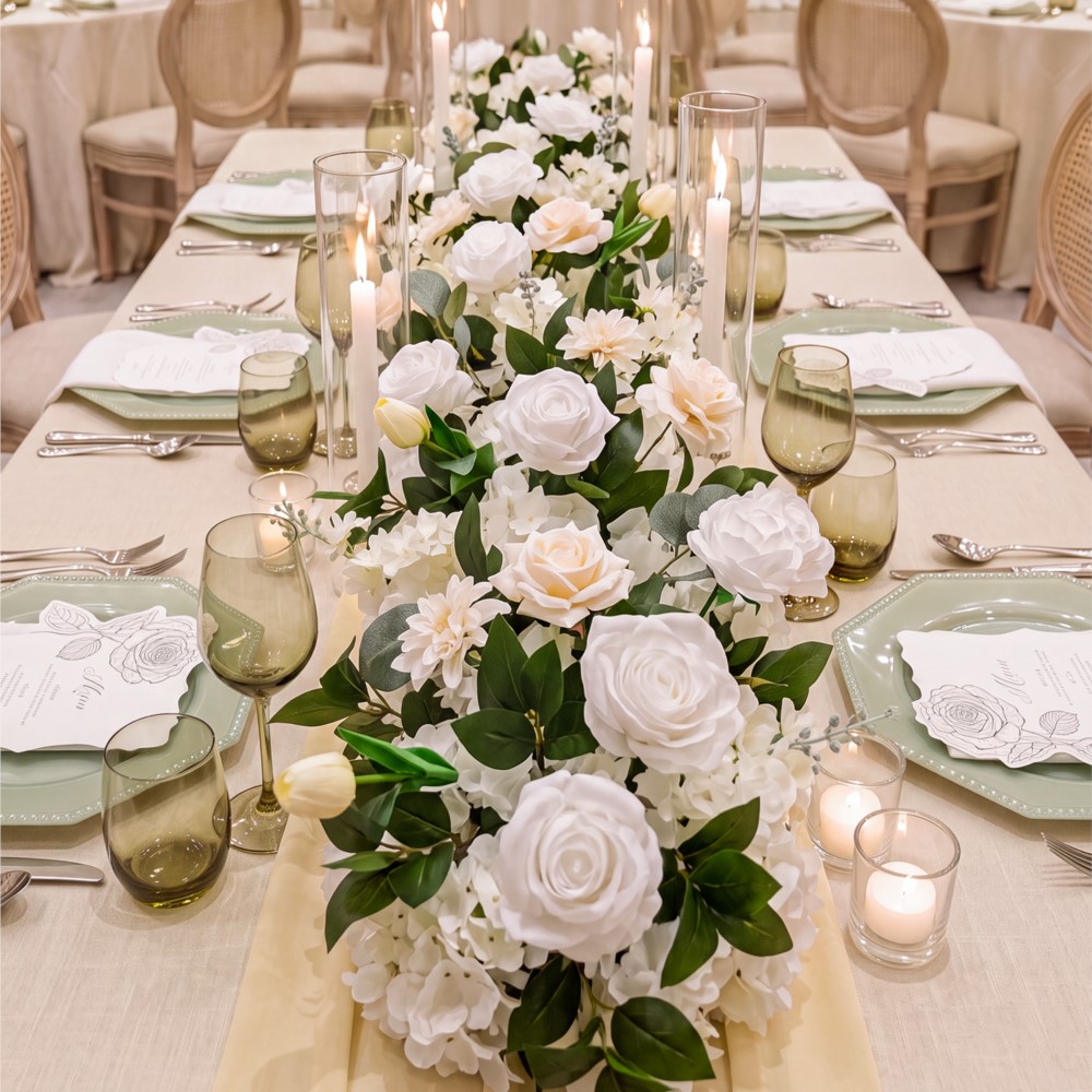 Uflower Gül Yeşillik Çiçek Sır - Table Runner incelemesi ve fiyatı